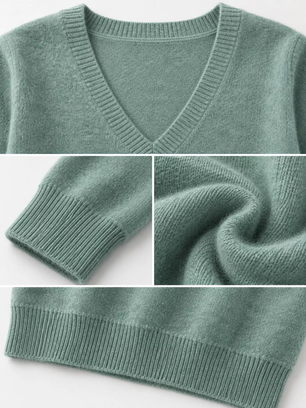 V-Neck Solid Color Sweater