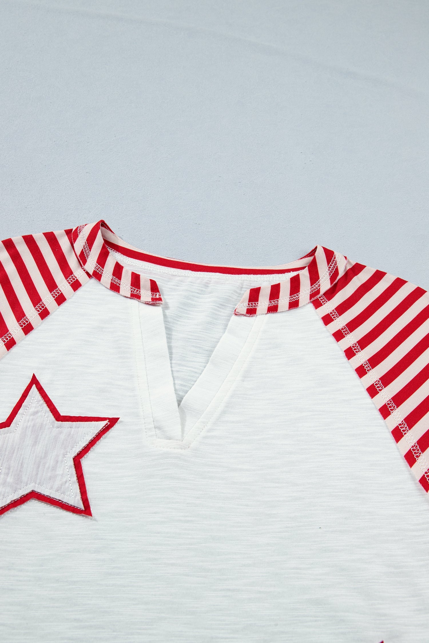 Fiery Red Star Detail Flag Inspired Short Sleeve Top