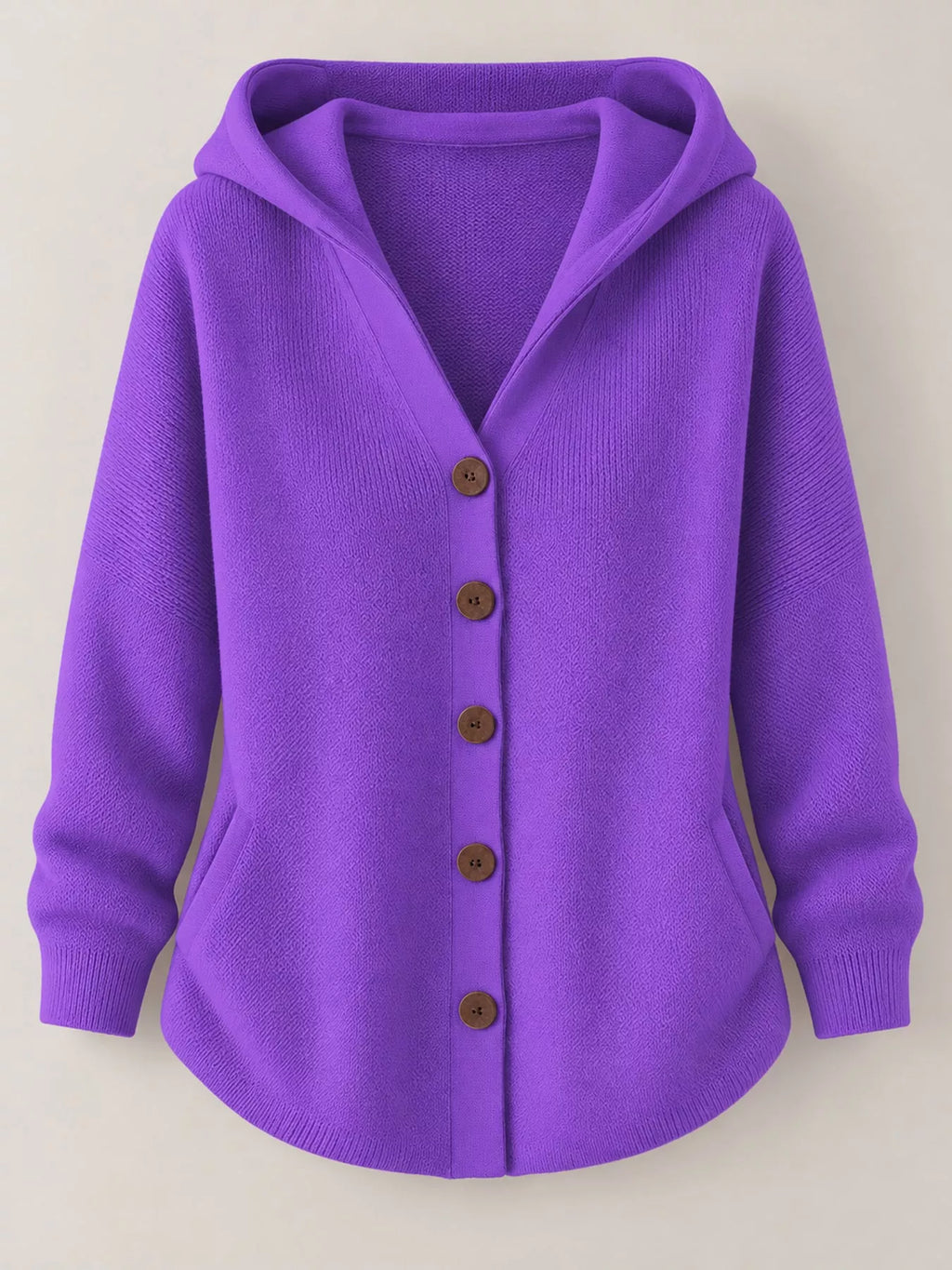 Full Size Hooded Button-Down Knit Cardigan Plus Size