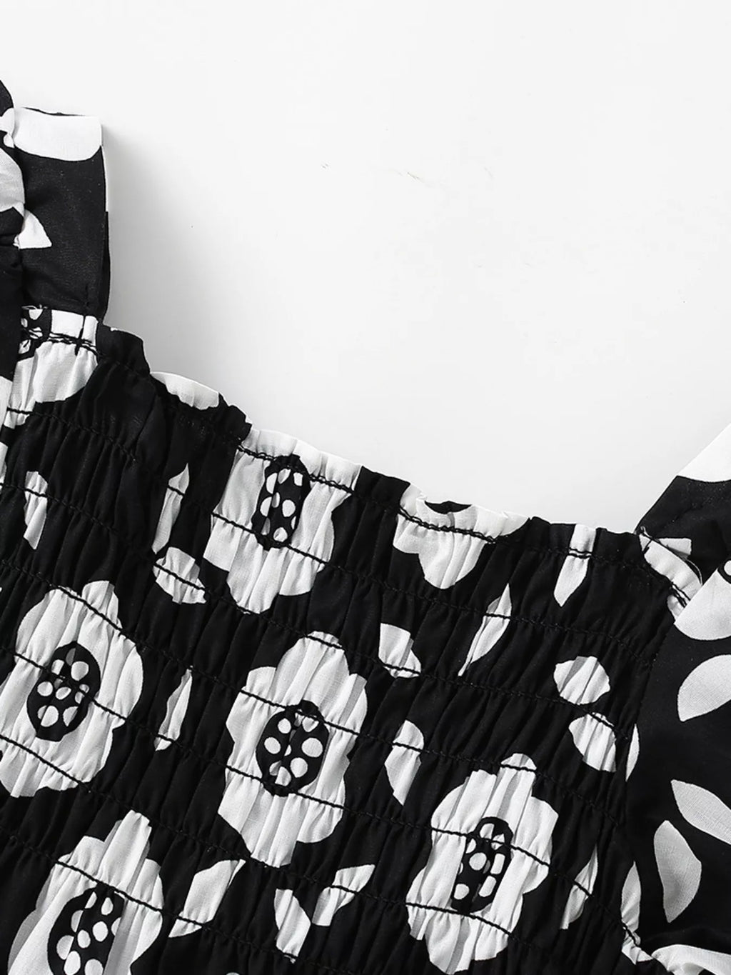 Children's Floral Print Square Neck Puff Sleeve Dress