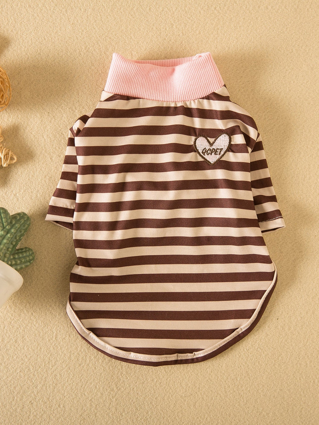 Striped Heart Patch Pet Top