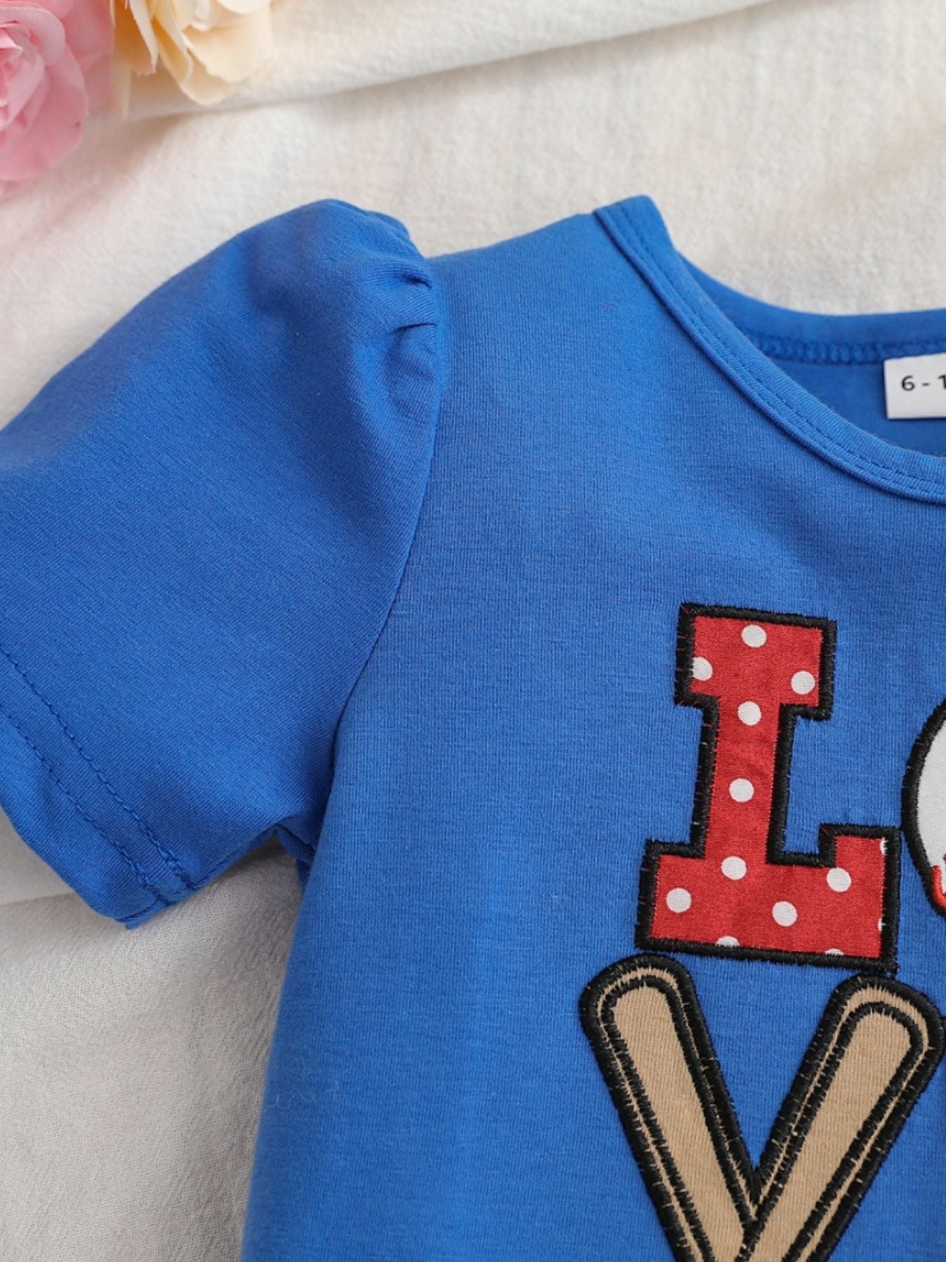 Children's Baseball Love Graphic Ruffle Trim Tee and Shorts Set