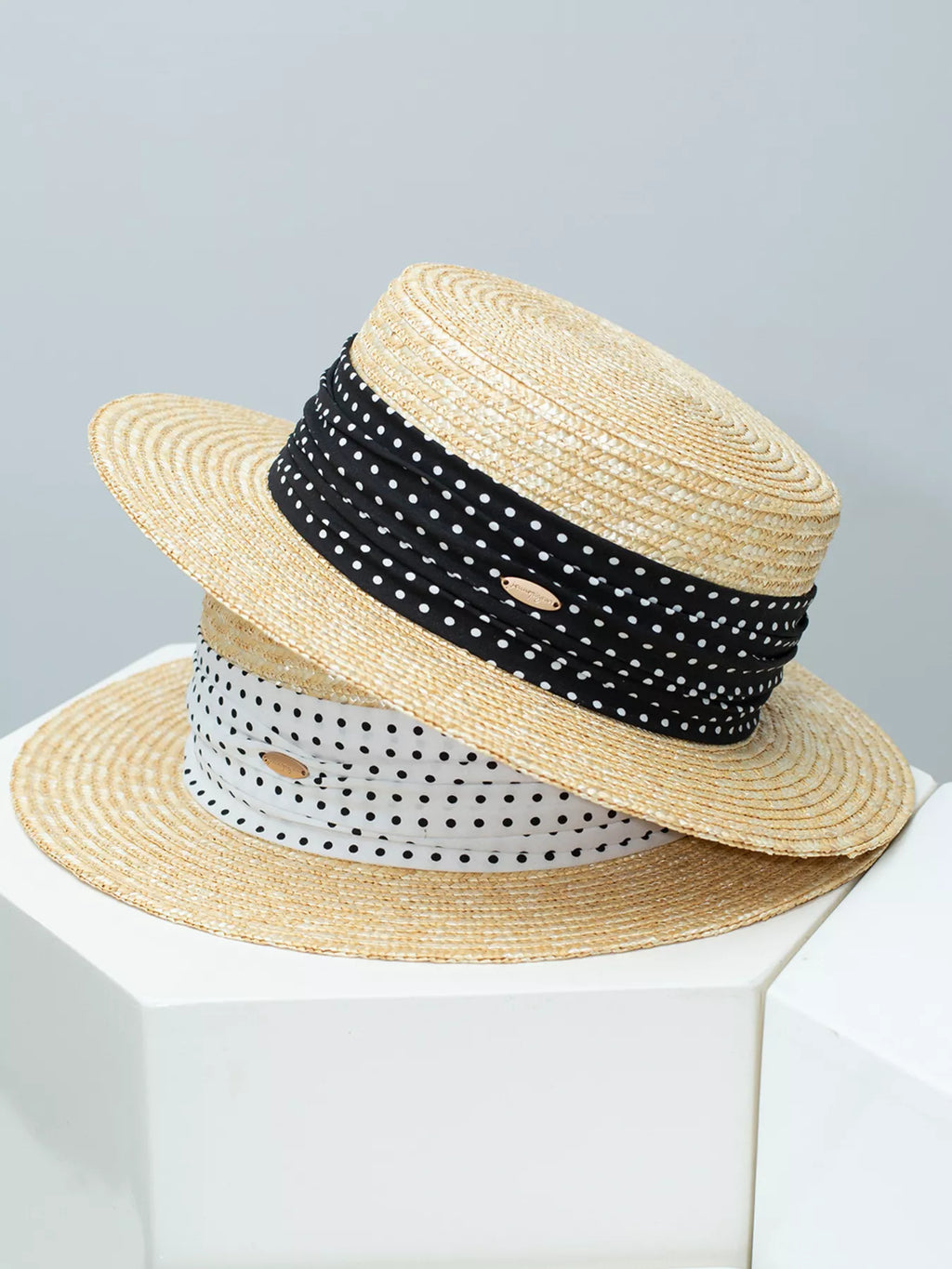 Ribbon Straw Boater Hat