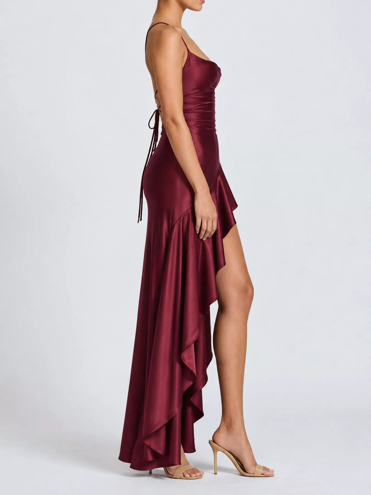 High-Low Ruffle Hem Evening Dress