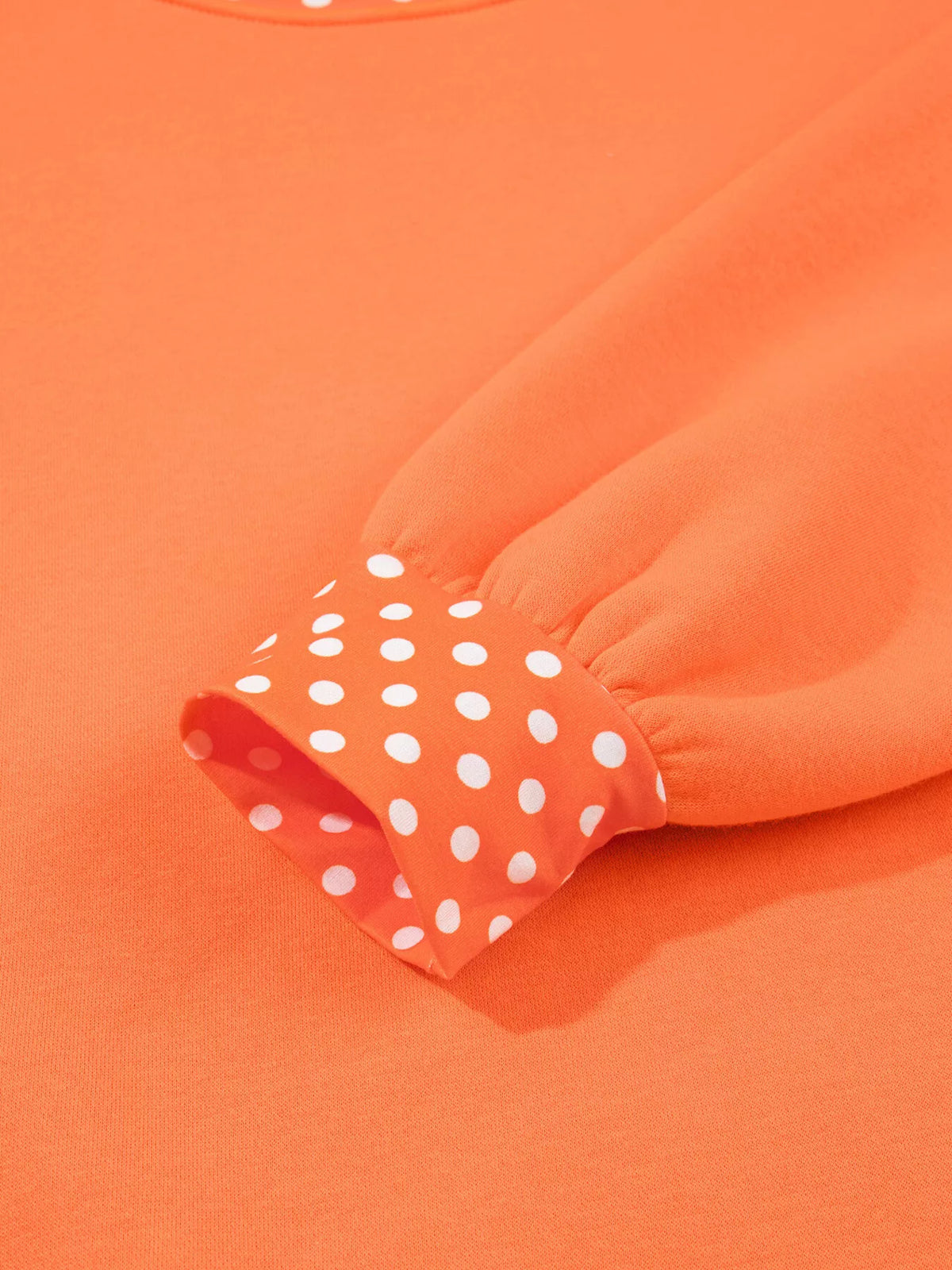 Polka Dot Trim Contrast Crew Neck Sweatshirt