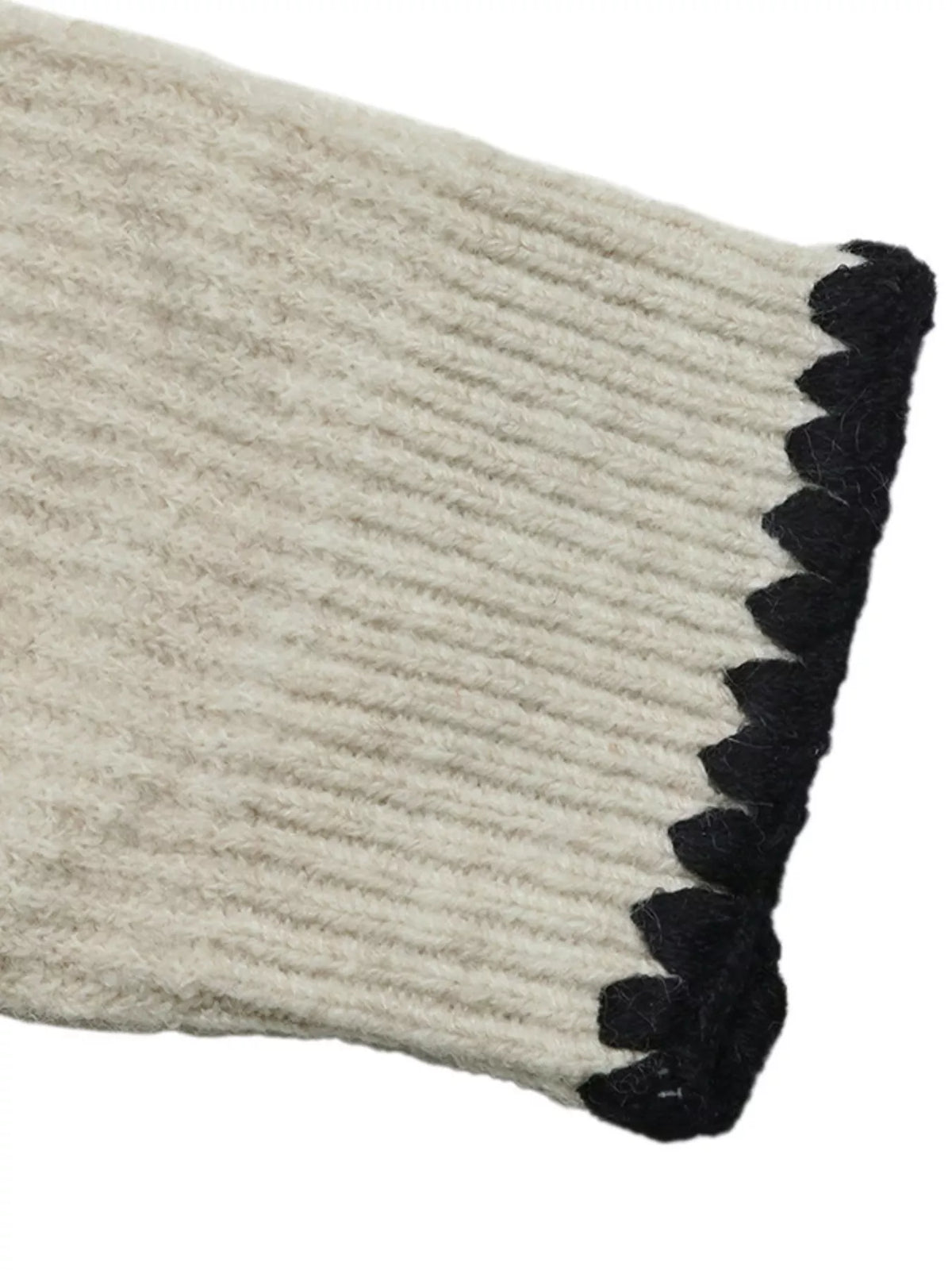 Contrast Trim Dropped Shoulder Sweater