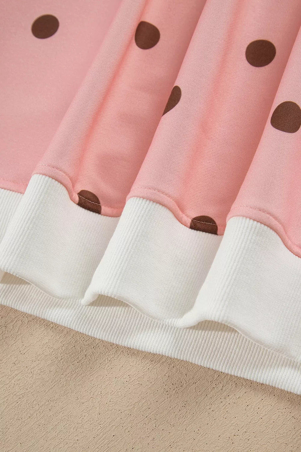 Polka Dot Long Sleeve Sweatshirt and Shorts Lounge Set