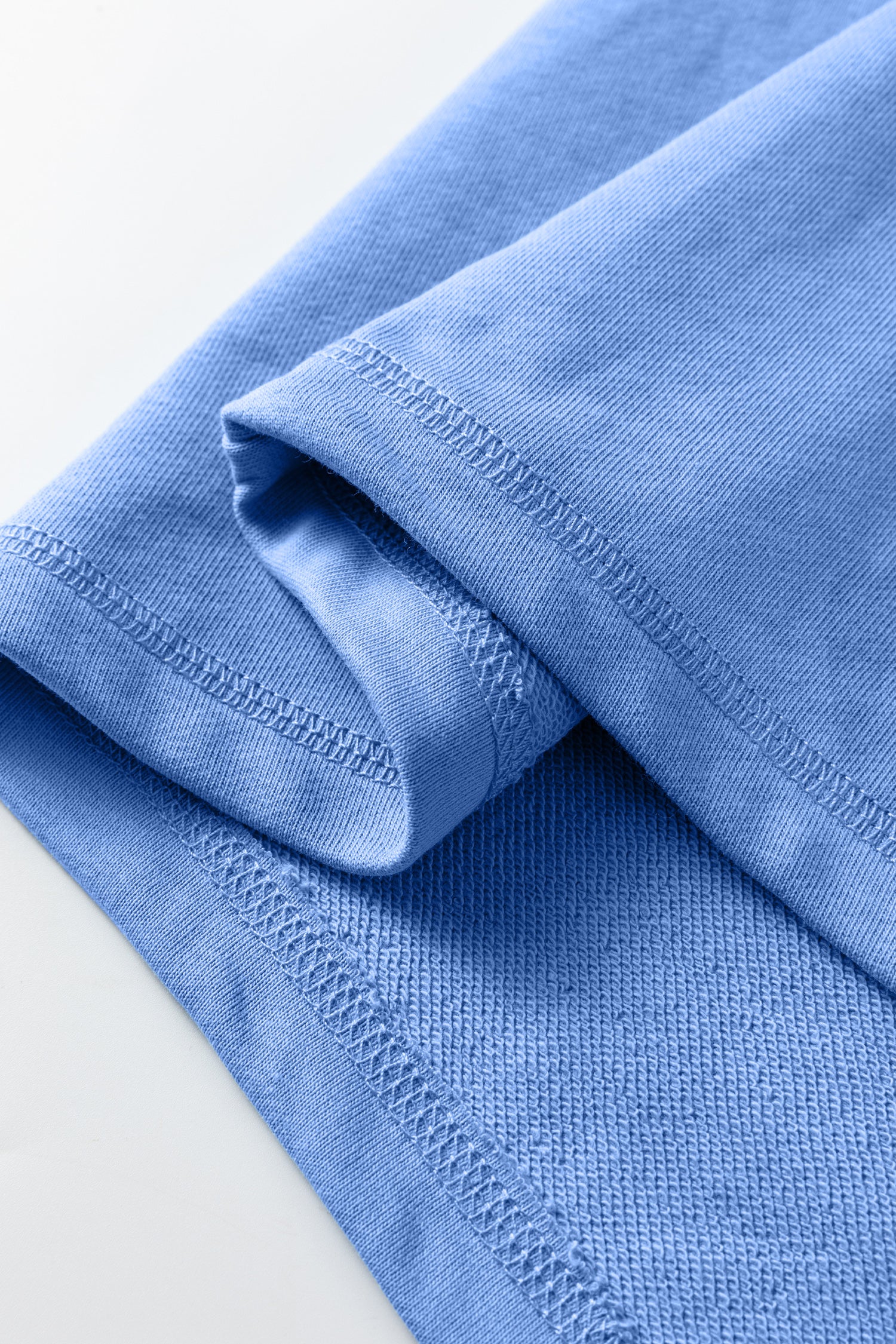 Beau Blue Solid Color Raw Seam Patchwork Baggy Sweatshirt