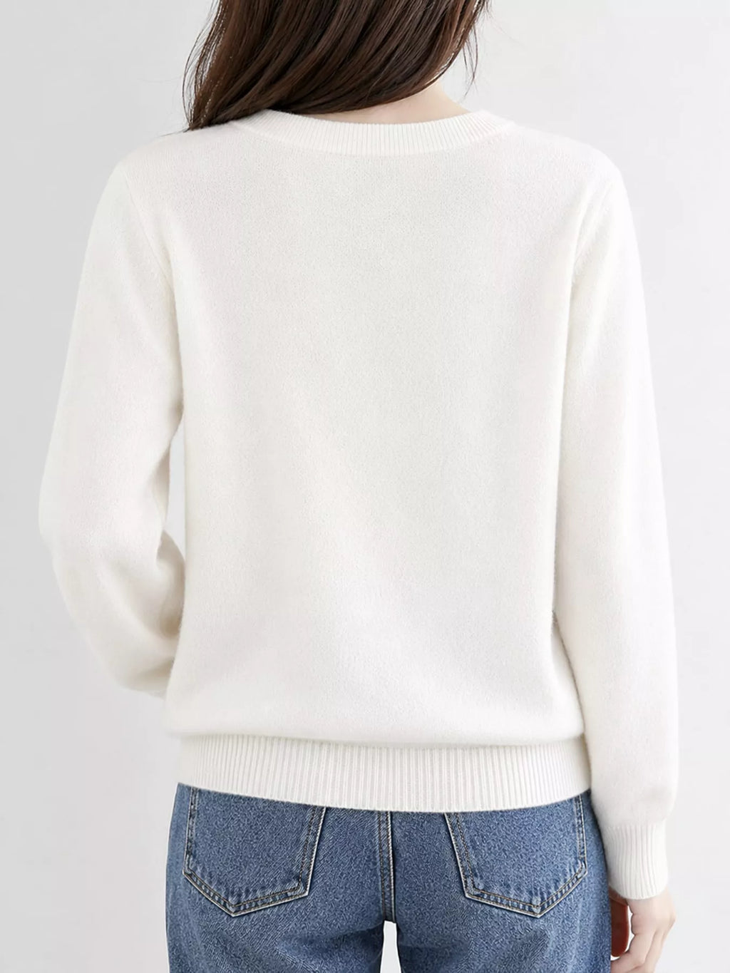 Crew-Neck Button-Down Cardigan