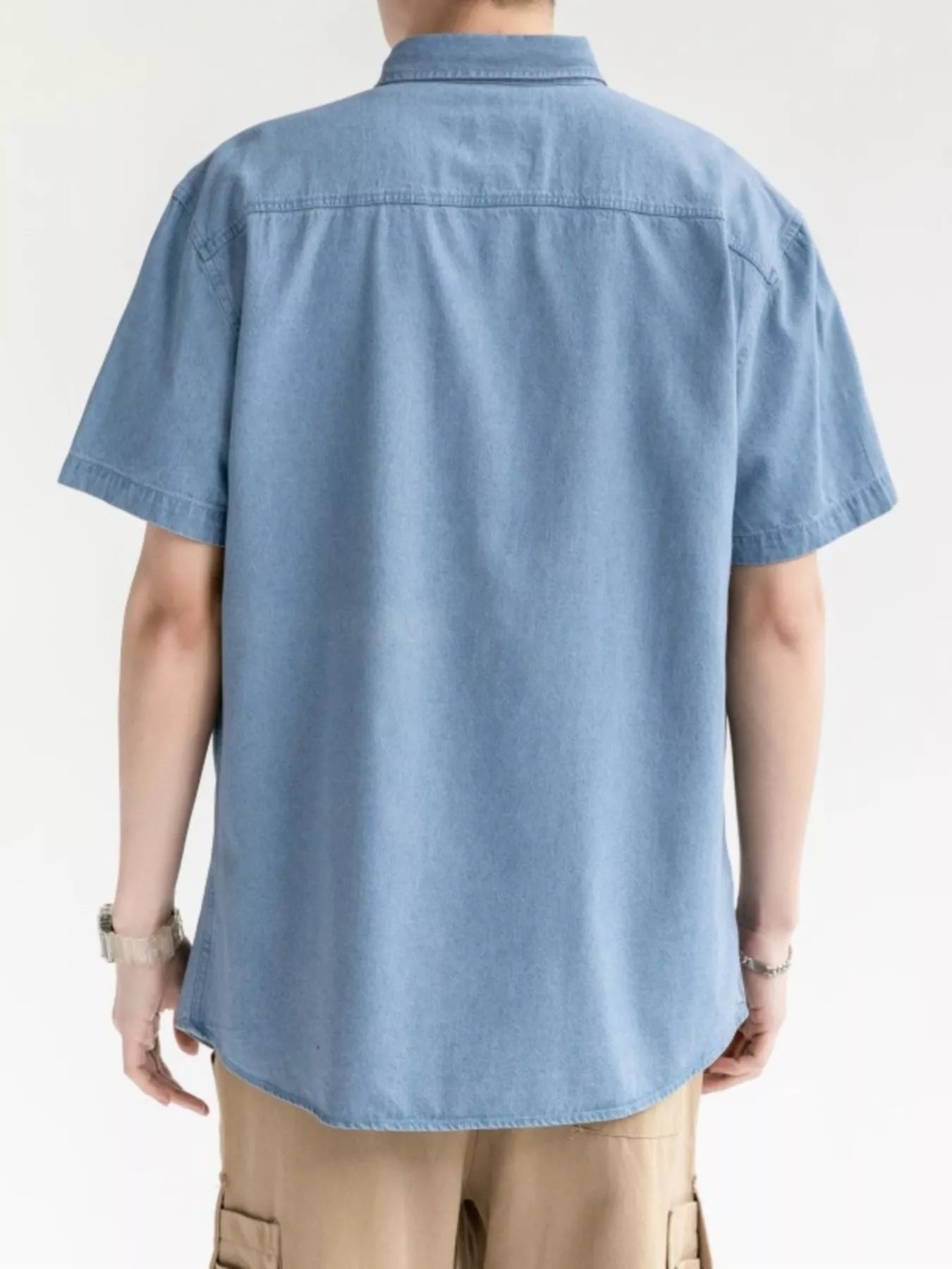Men's Plus Size Casual Short Sleeve Denim Shirt