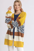 Color Block Open Front Longline Cardigan – Plus Size
