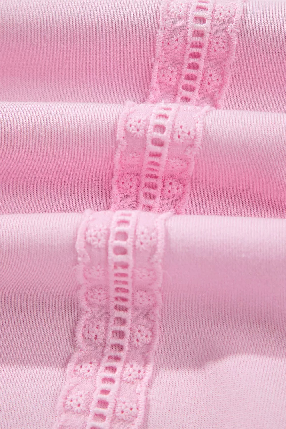 Solid Color Raw Seam Lace Detail Loose Casual Sweatshirt