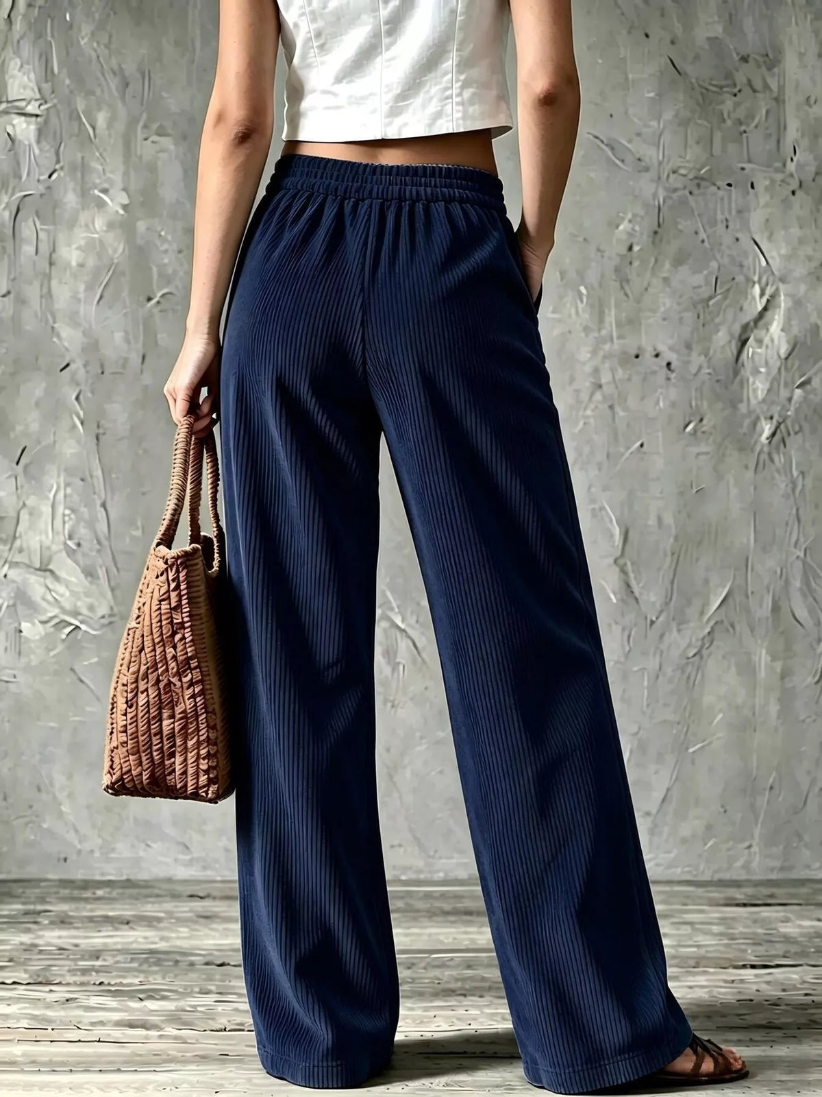 Full Size Wide-Leg Corduroy Pants Plus Size