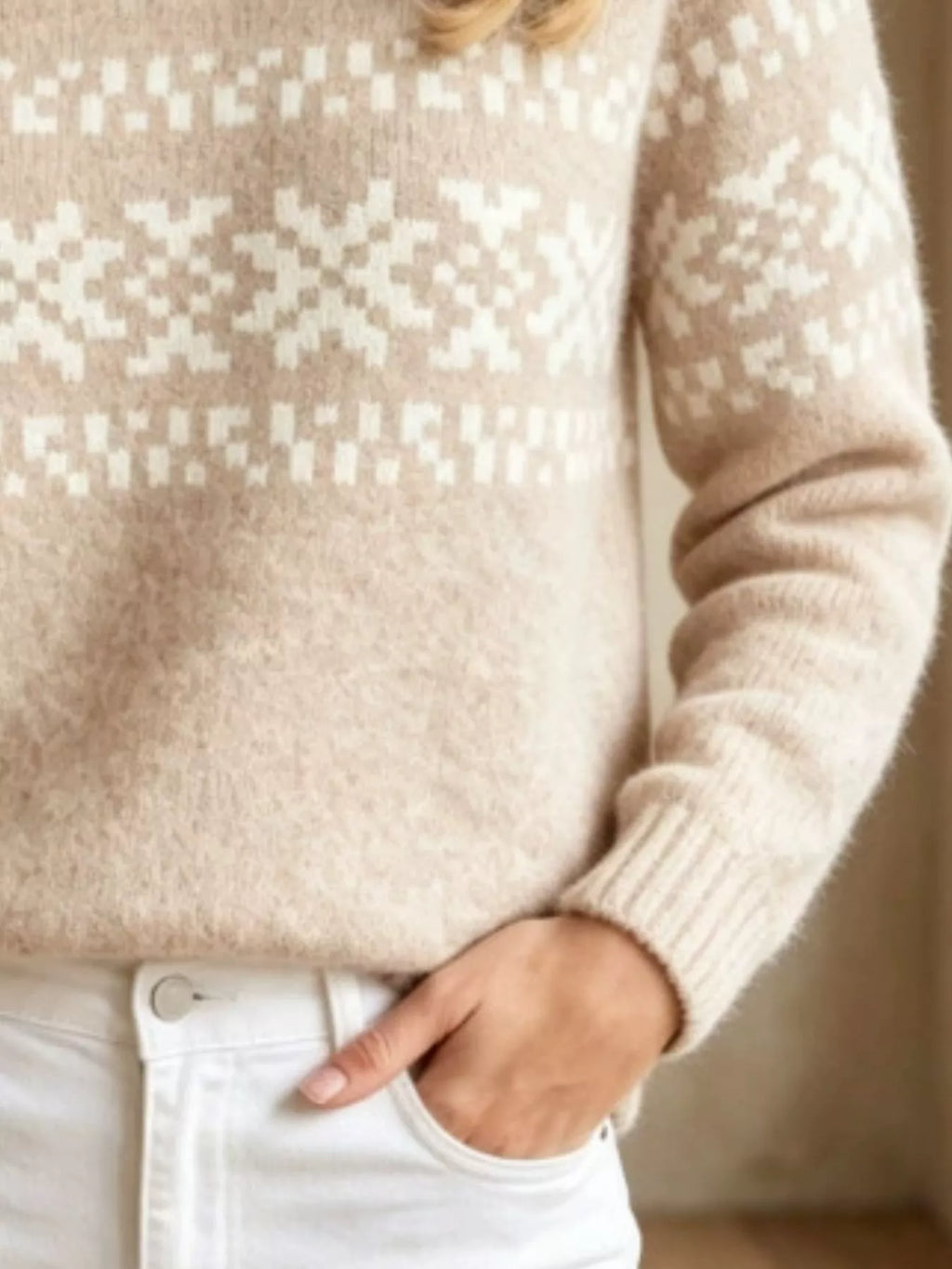 Fair Isle Pattern Crew Neck Sweater