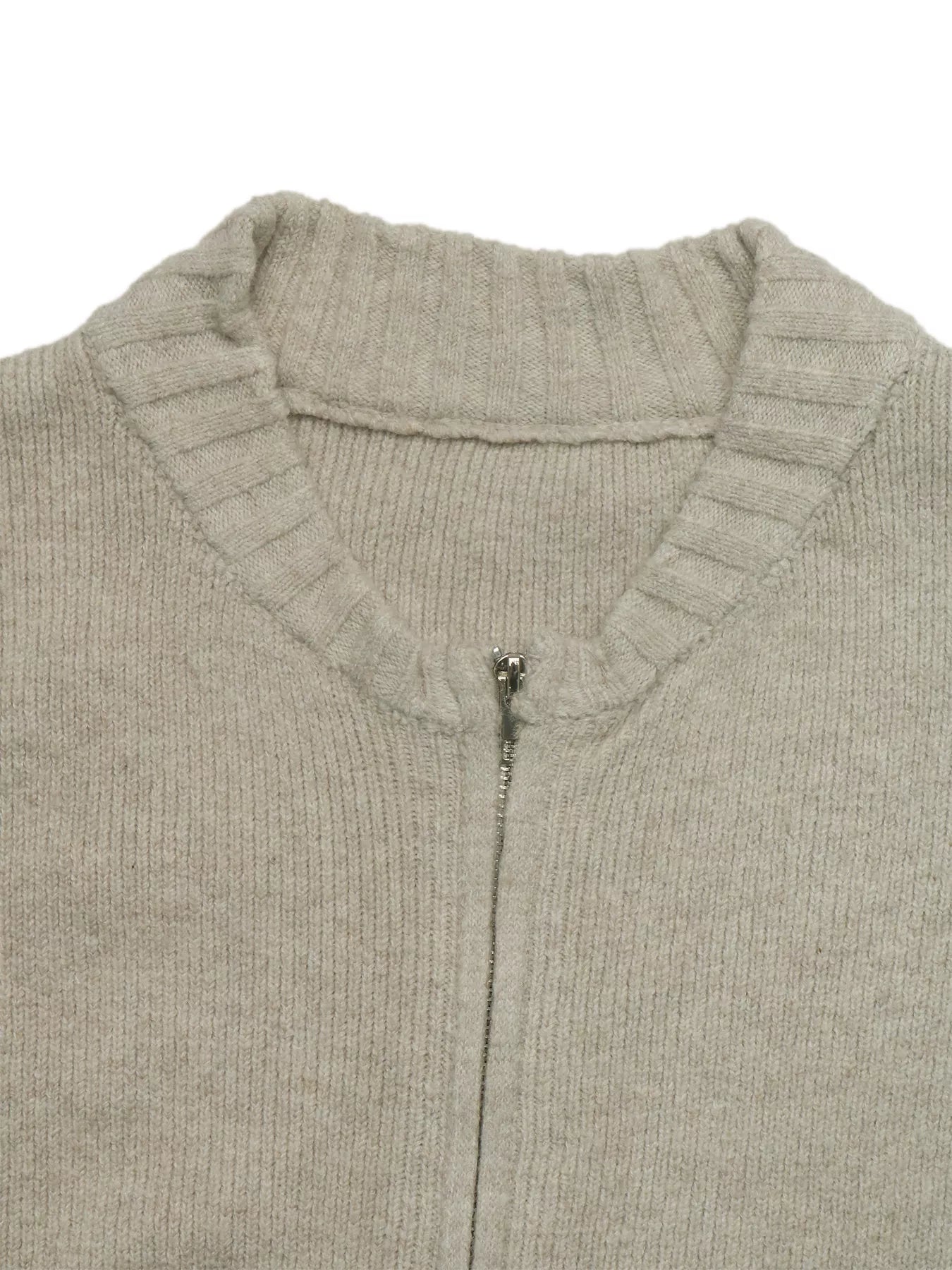 Zip-Up Dropped Shoulder Cardigan