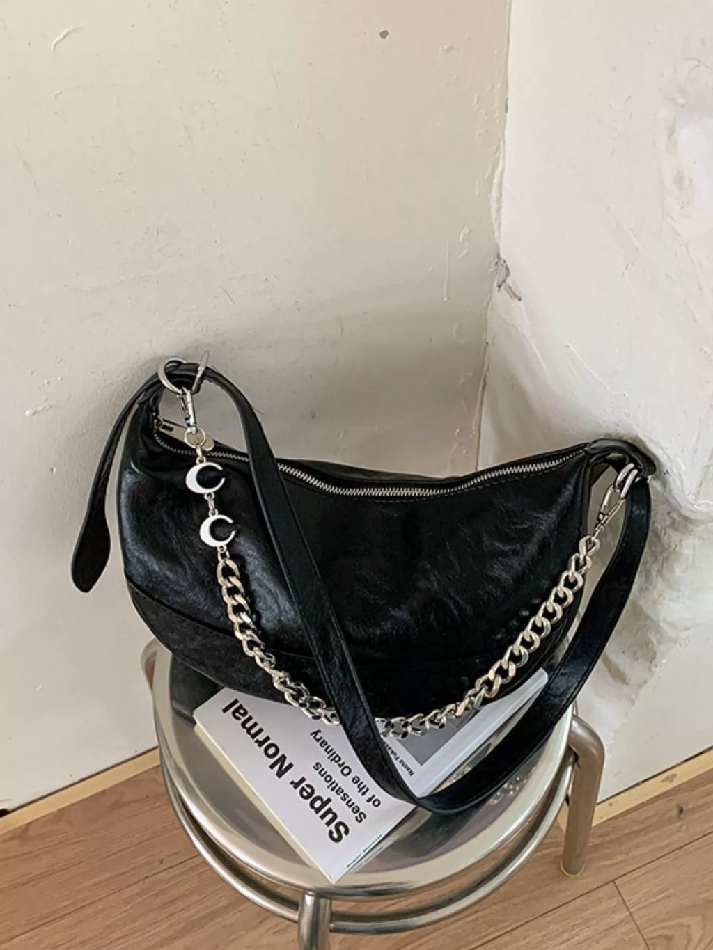 Crescent PU Leather Crossbody Bag