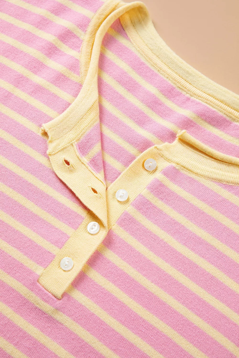 Plus Size Striped Long Sleeve Button Detail Sweater