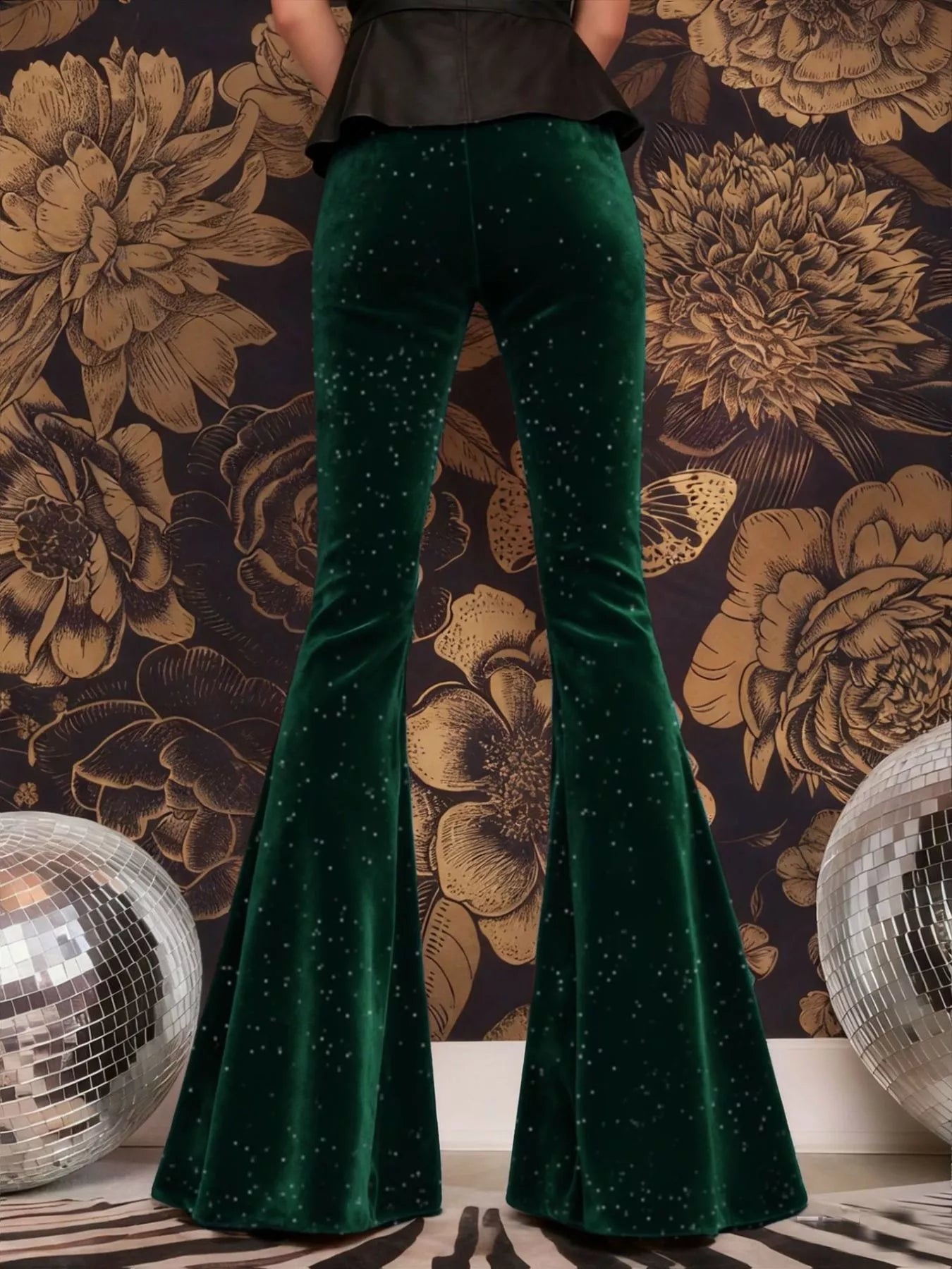 Velvet High Waist Flared Pants