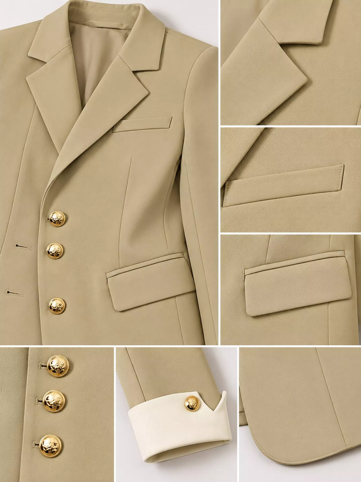 Full Size Single-Breasted Blazer with Gold Button Accents Plus Size