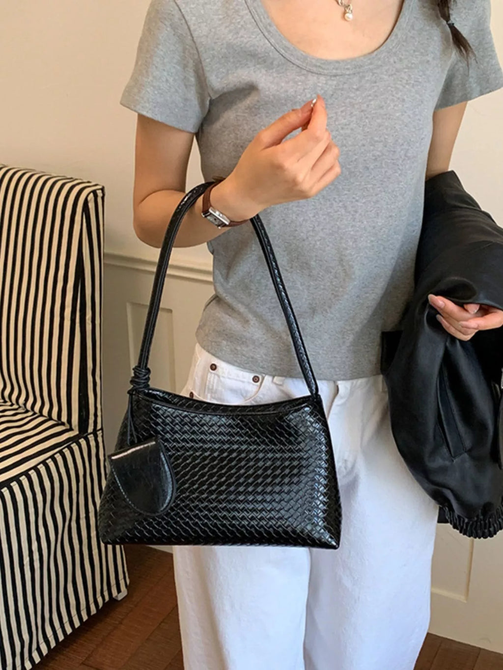 Woven Texture Shoulder Bag