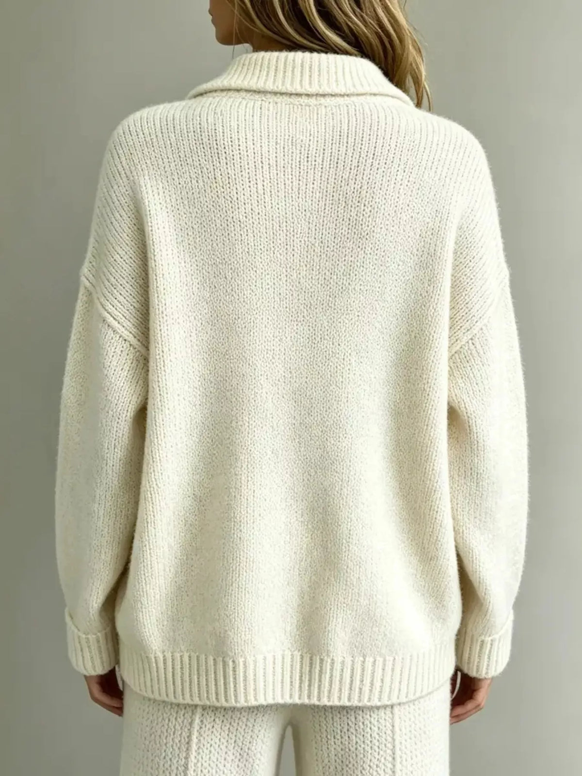 Button Detail Dropped Shoulder Sweater