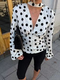 Polka Dot Balloon Sleeve Blouse
