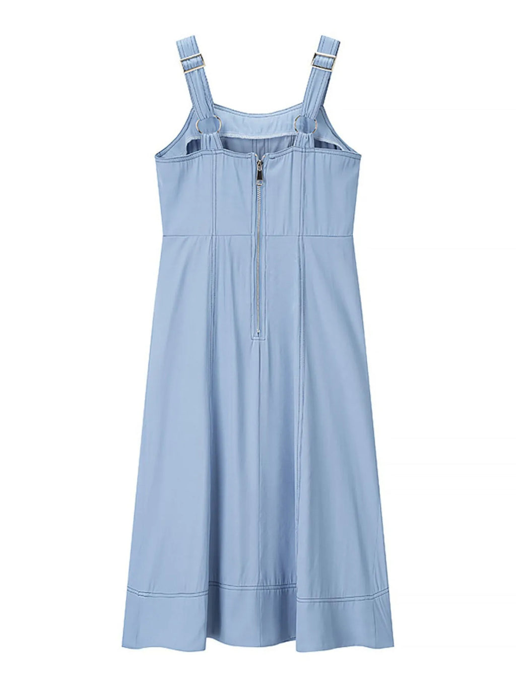 Wide Strap Sweetheart Neck Denim Dress