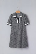 Leopard Contrast Stripe Polo Collar Dress