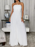 Pleated Halter Neck Wide Leg Jumpsuit