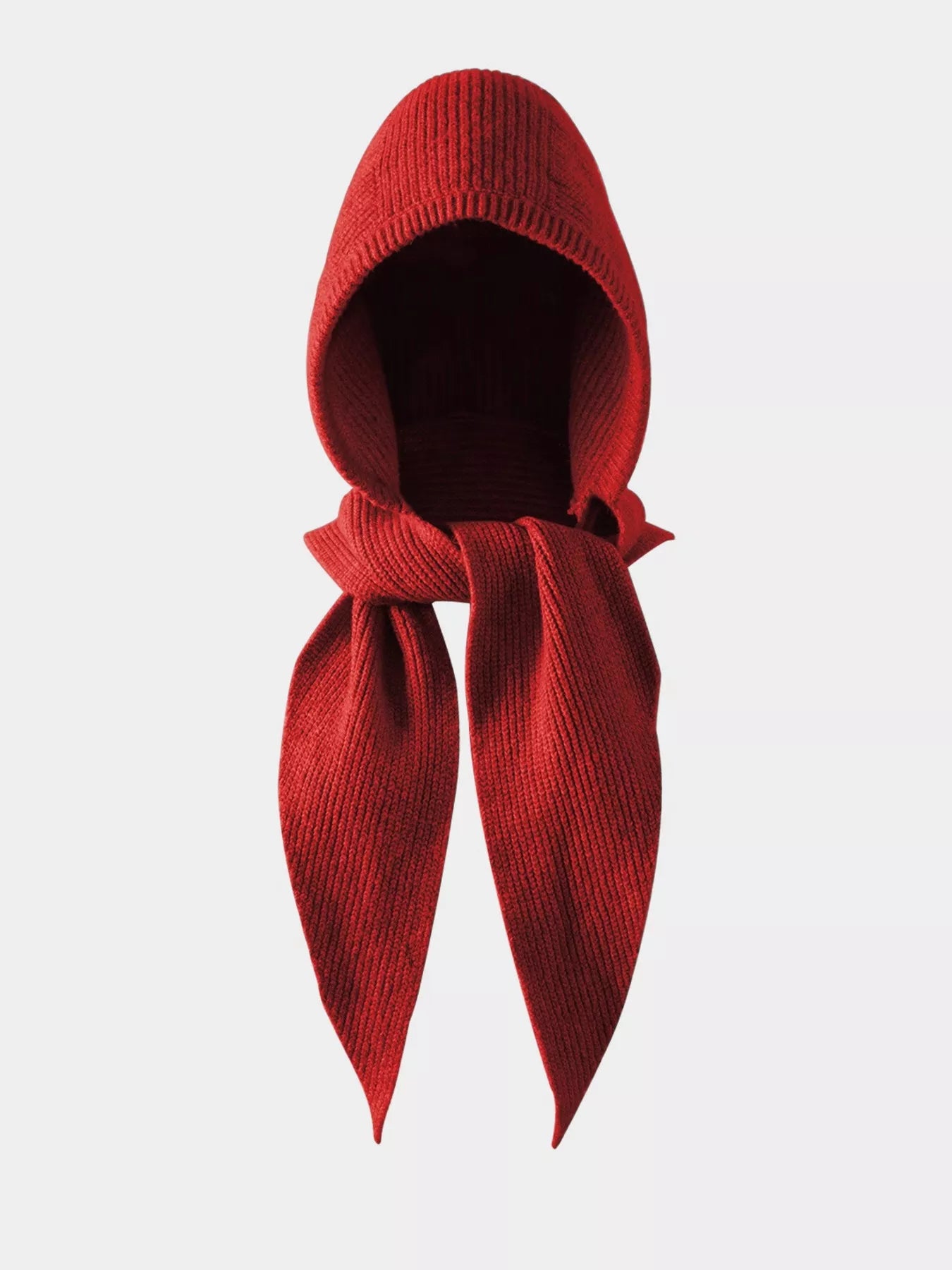 Knitted Hat with Attached Scarf