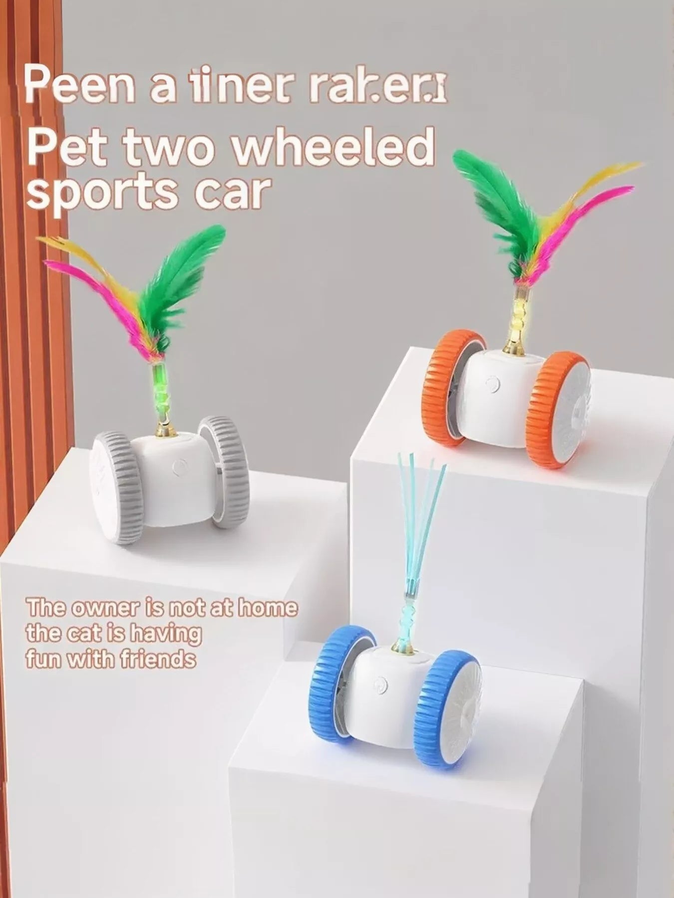 Interactive Self-Rotating Feather Pet Chase Toy