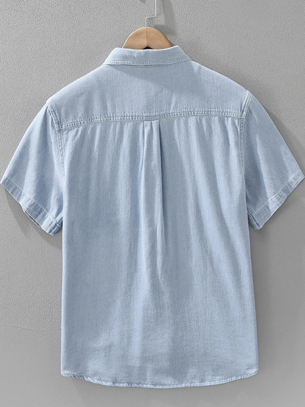 Men's Plus Size Button Up Short Sleeve Denim Shirt