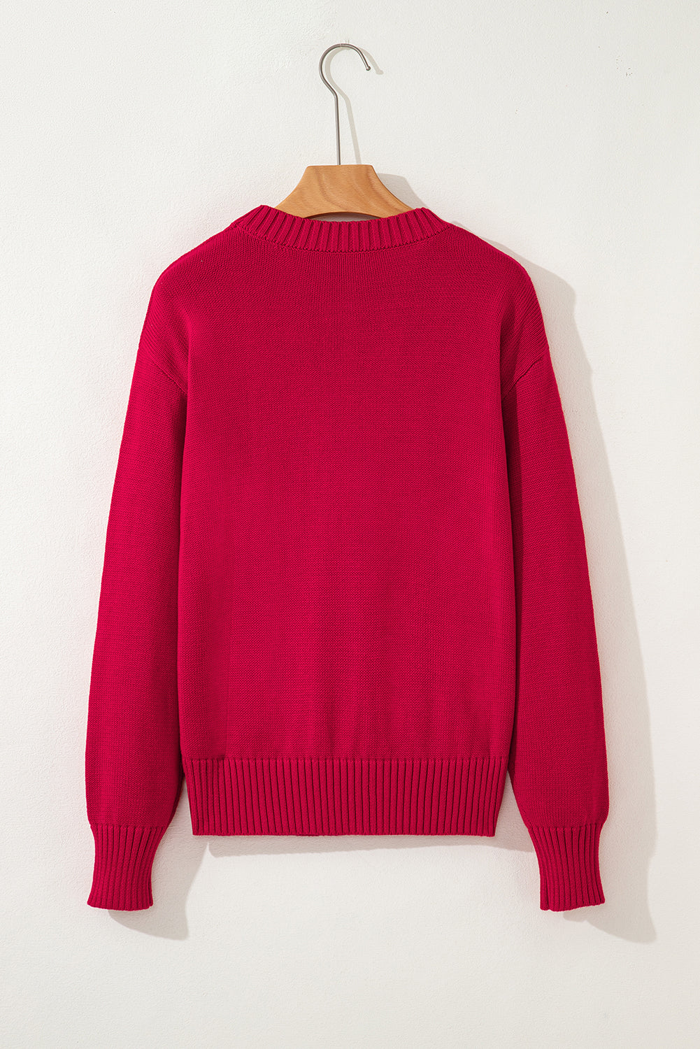 Fiery Red MERRY Letter Pattern Christmas Holiday Baggy Sweater