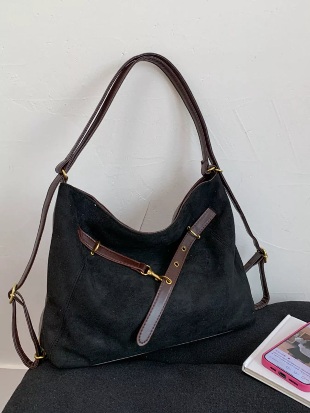 Adjustable Strap Handbag with Charm