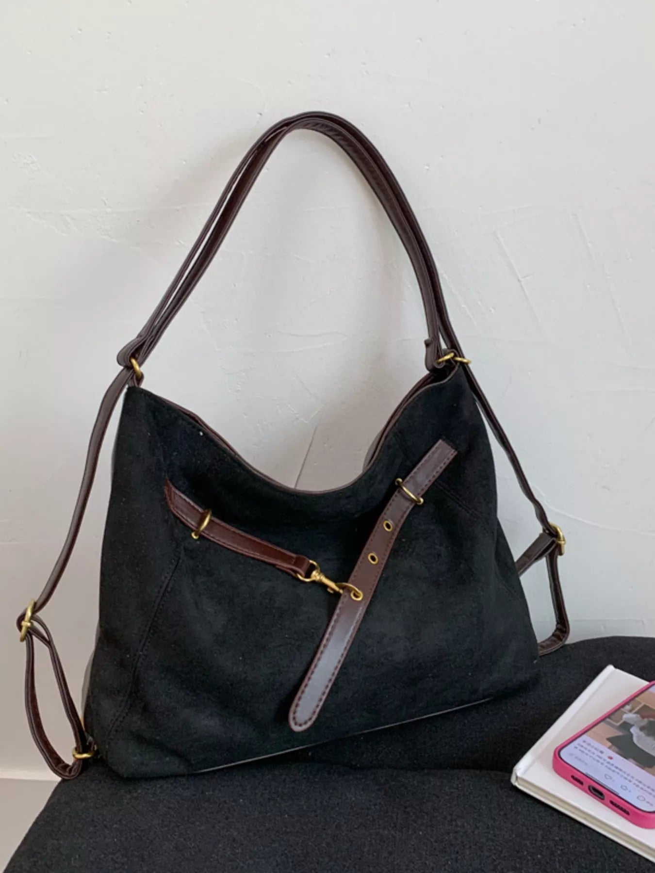 Adjustable Strap Handbag with Charm