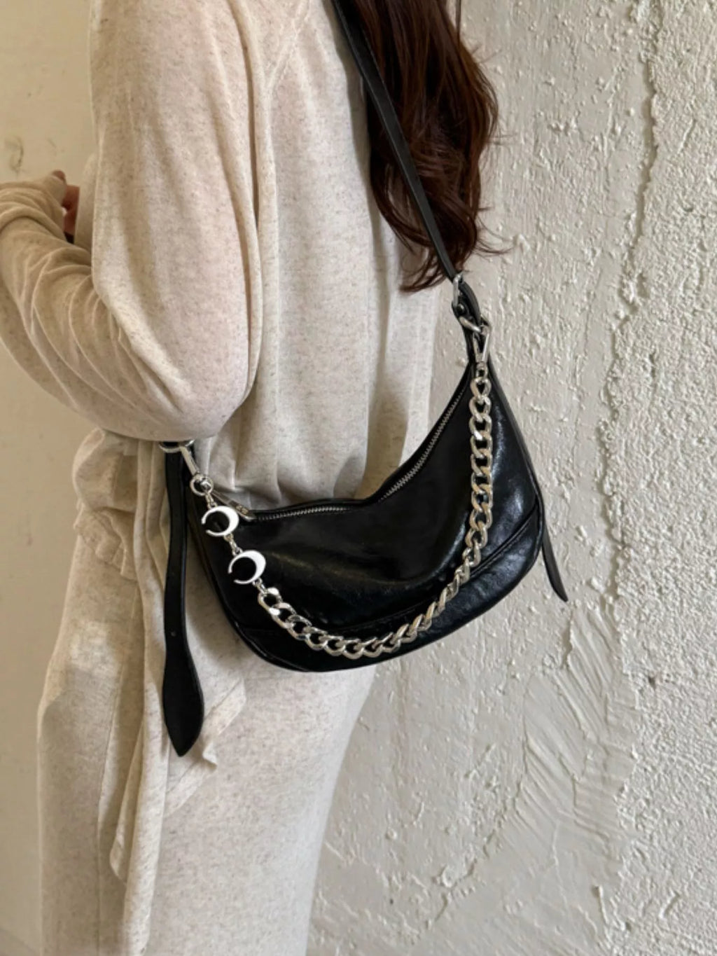 Crescent PU Leather Crossbody Bag