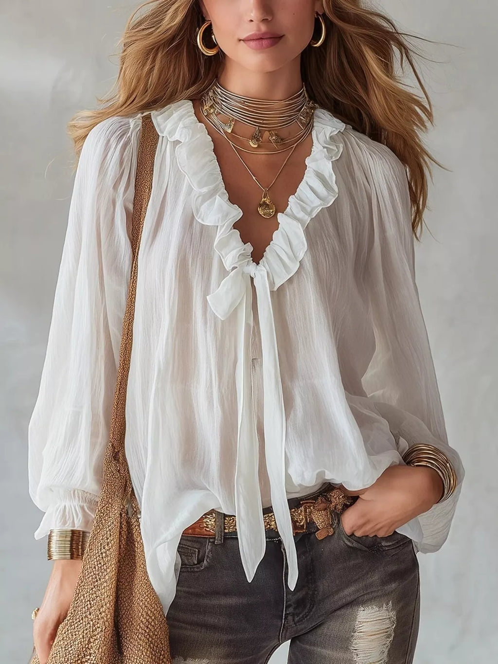 Ruffle Long Sleeve Blouse