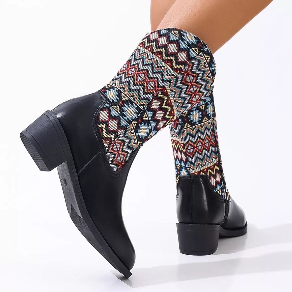 Point Toe Block Heels Boots