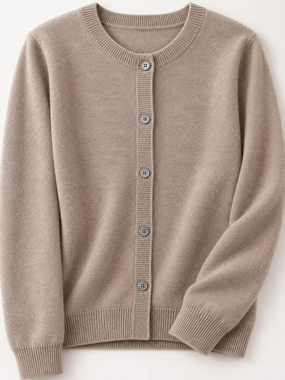 Crew Neck Button-Down Knit Cardigan