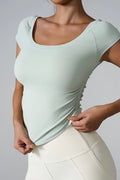 Round Neck Short Sleeve Stretch Active T-Shirt