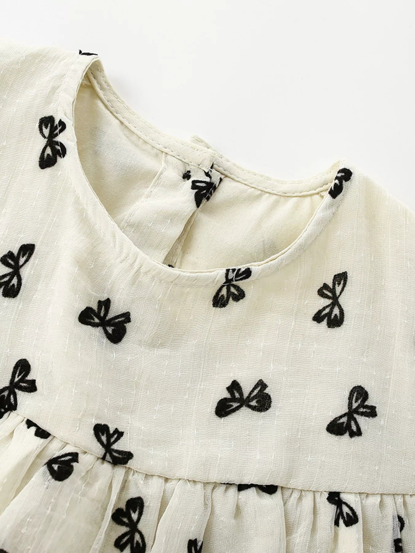 Children's Bow Print Flutter Sleeve Dress