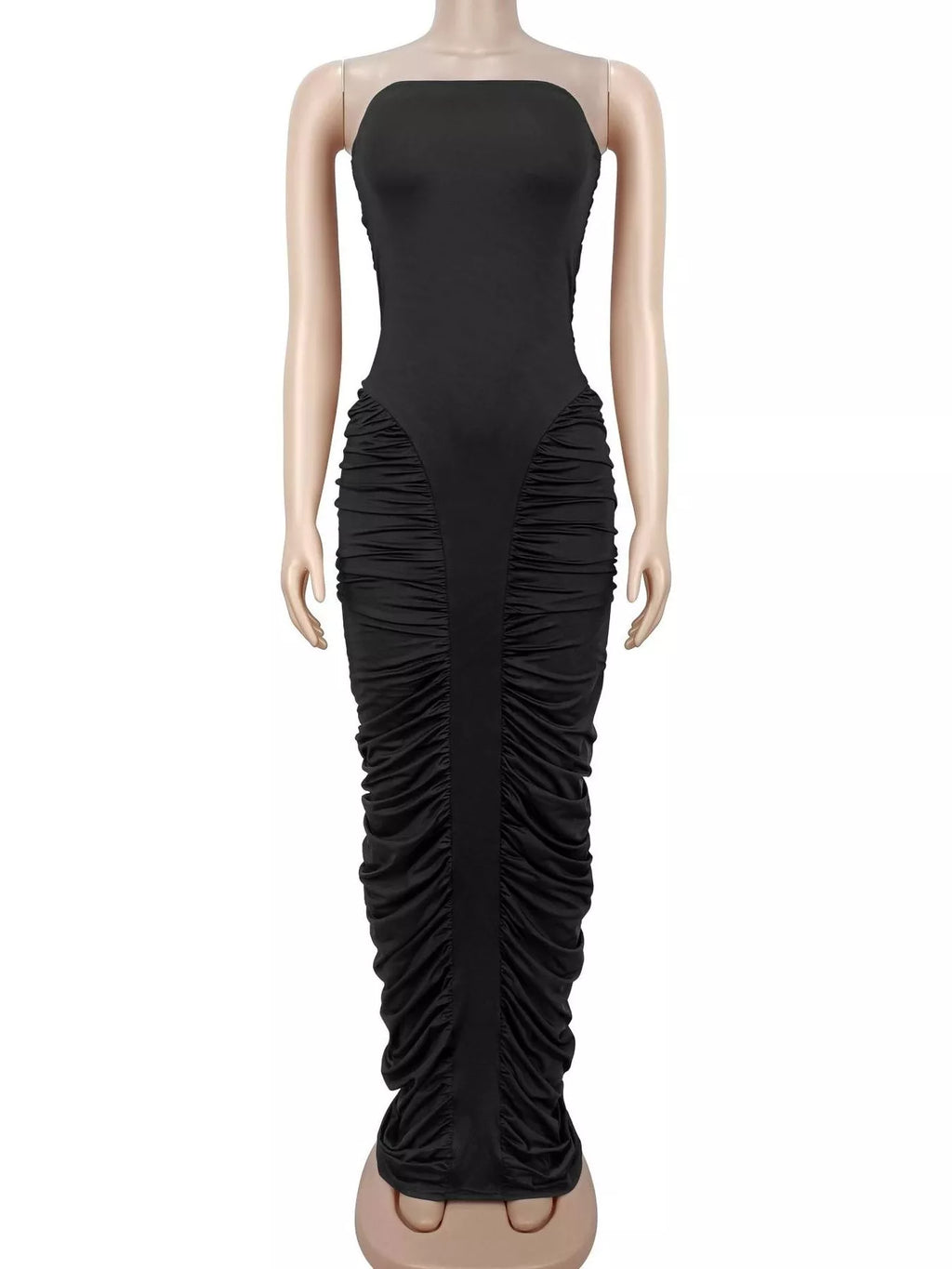 Strapless Ruched Bodycon Maxi Dress