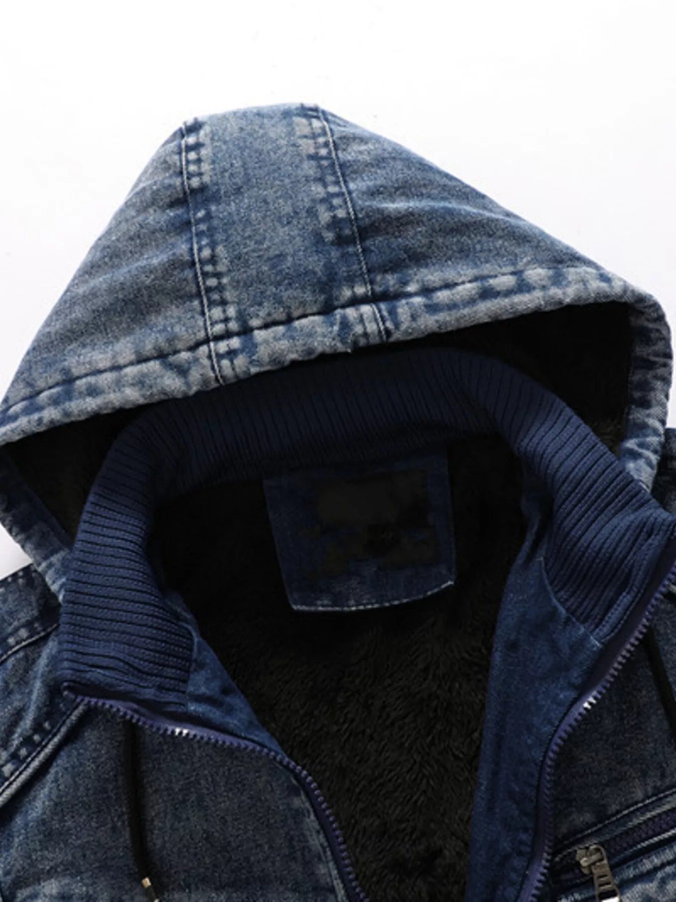 Men's Plus Size Zip Up Hooded Denim Jacket