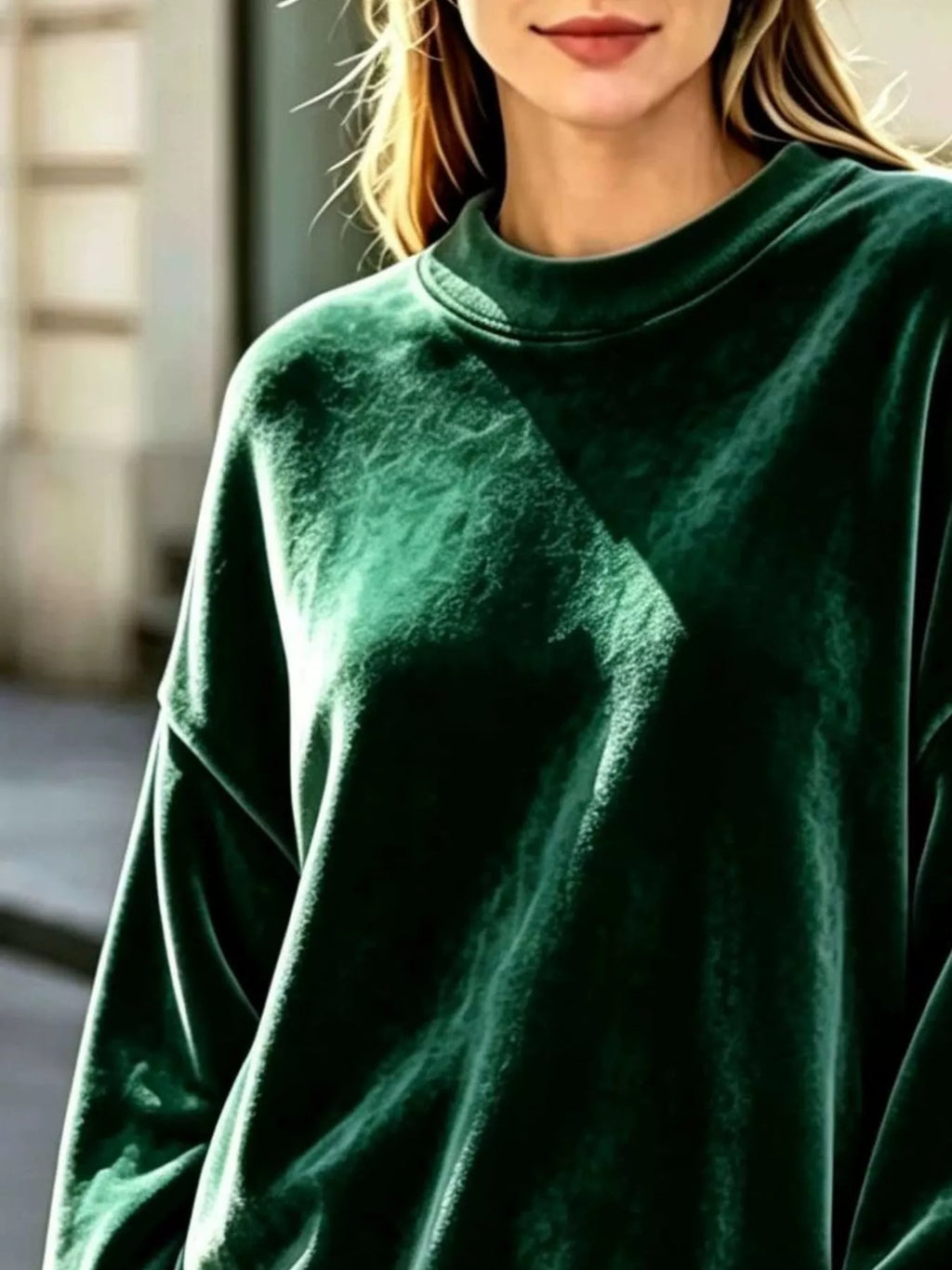 Full Size Crew Neck Dropped Shoulder Sweatshirt Plus Size
