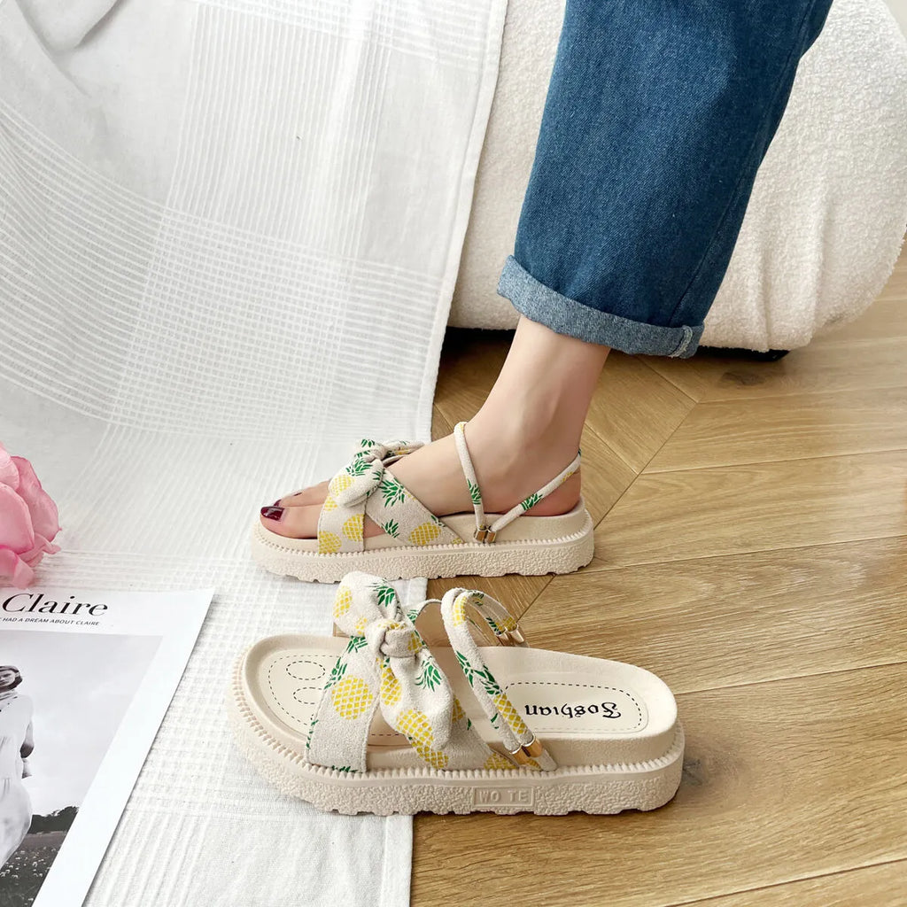 Bow Open Toe Platform Sandals