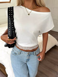 Lace Detail One Shoulder Top