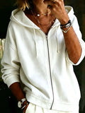 Full Size Zip-Up Dropped Shoulder Hoodie Plus Size