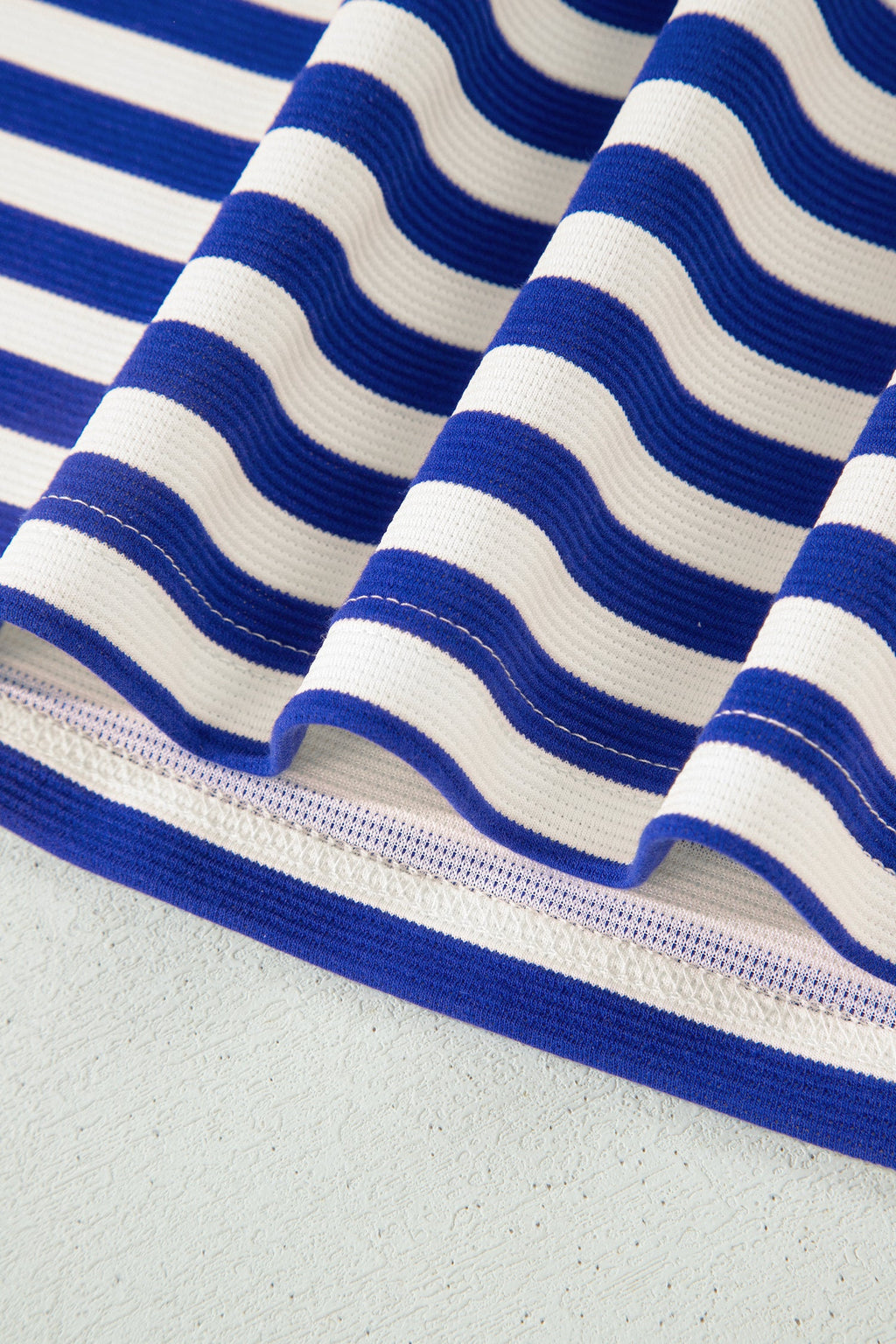 Dark Blue Textured Stripe Print Contrast Trim Zip Collar Sleeveless 2pcs Skort Set