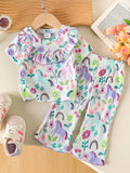 Children's Ruffled Floral Top and Pants Set