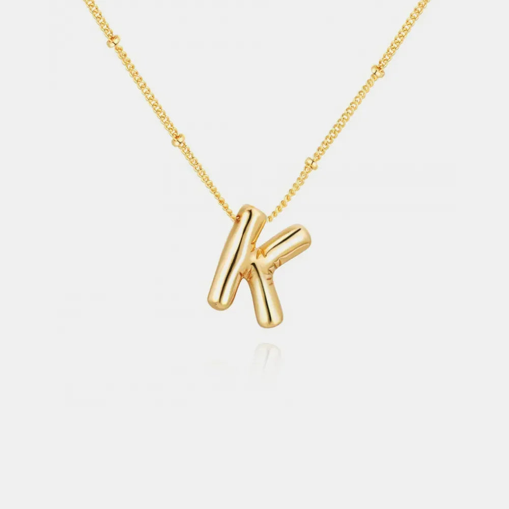 Gold-Plated Bubble Initial Letter Necklace